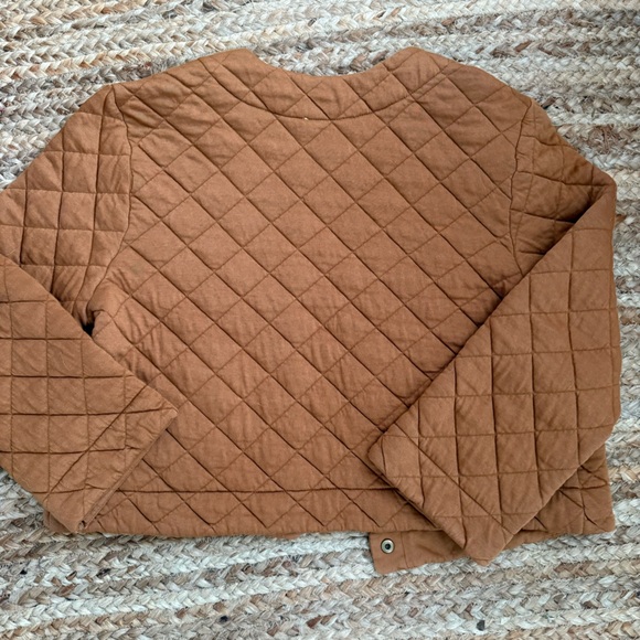 Banana Republic Large Petite Brown Quilted Button Down Jacket 100% Cotton - Picture 5 of 5